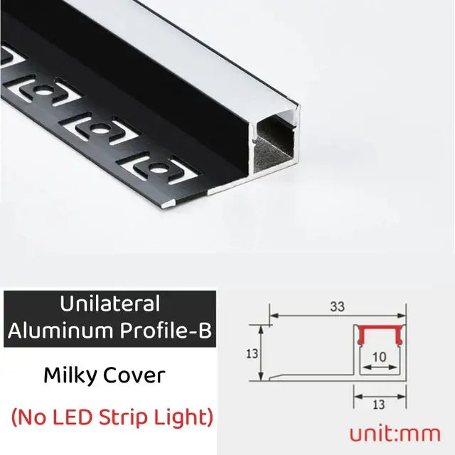Decorbites black led aluminum profile with milky cover designed for invisible ceiling light strip installation