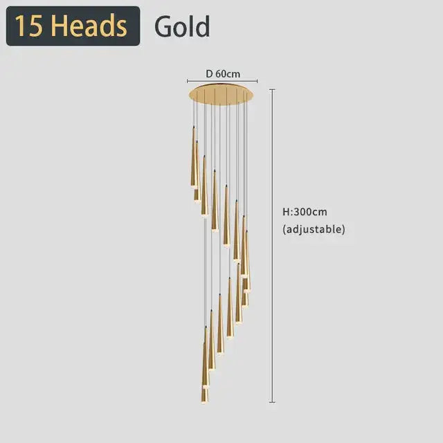 Gold-toned decorbites black led ceiling chandelier with 15 tapered lights for stylish home and living room lighting