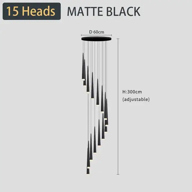 Matte black modern decorbites black led ceiling chandelier with 15 tapered light heads for stylish home decor