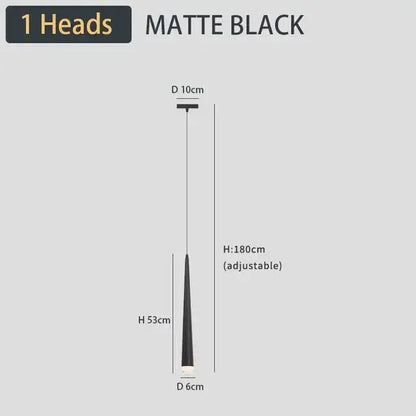 Matte black decorbites black led ceiling chandelier with sleek conical design and adjustable height for stylish lighting