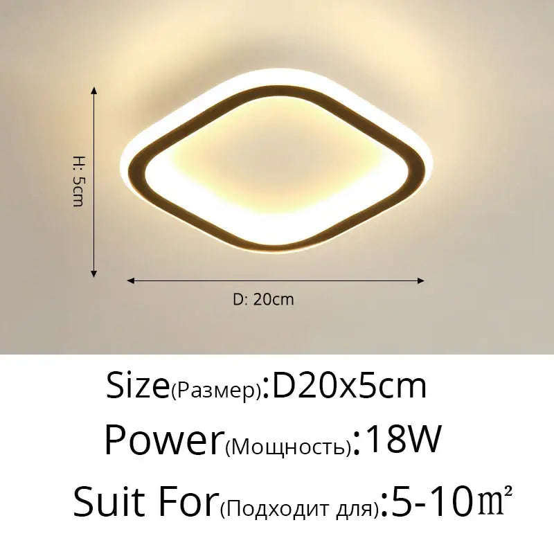 Modern diamond-shaped decorbites black led ceiling light with warm white glow for home entryway and balcony use