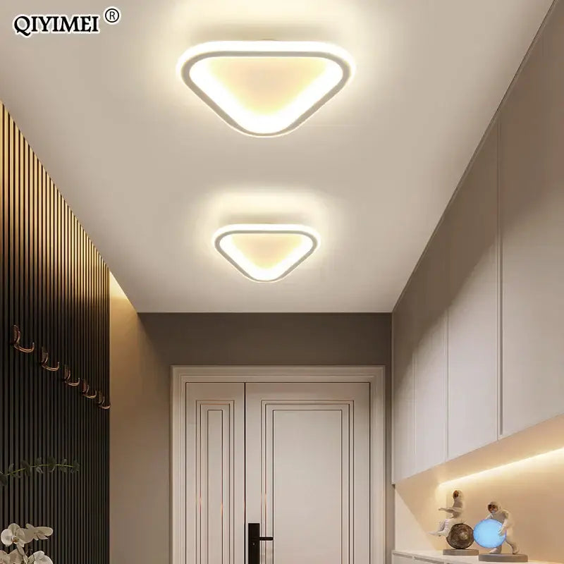 Modern triangular qiyimei ceiling light with sleek white frame and warm led illumination for decorbites black led ceiling