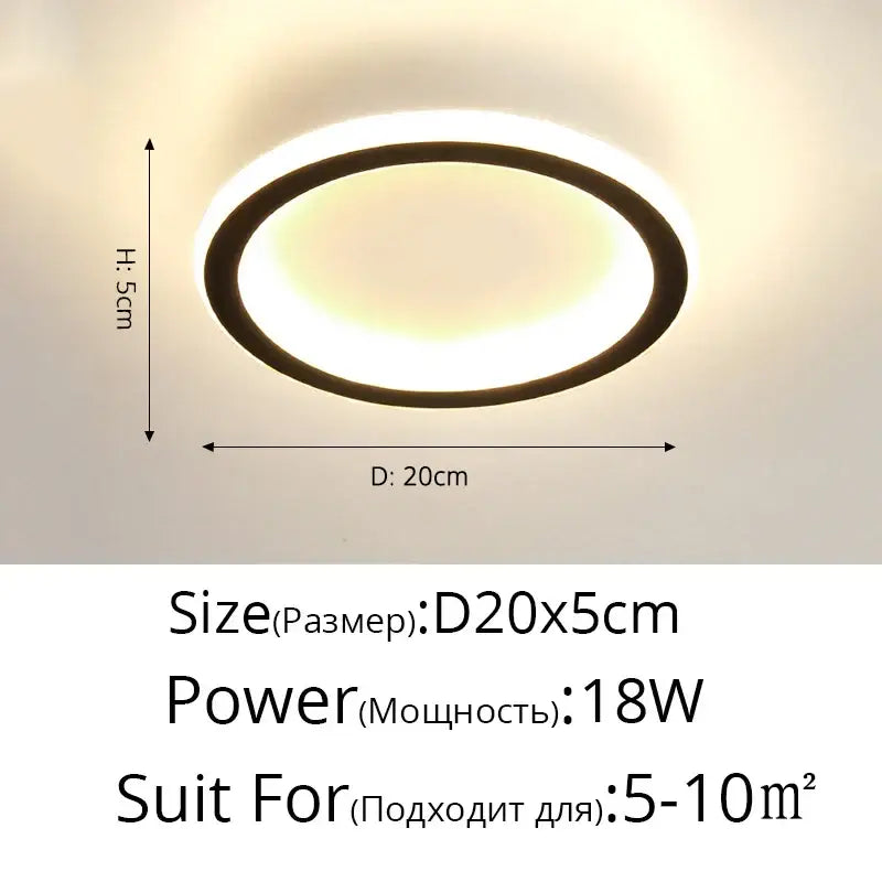 Modern circular decorbites black led ceiling light with sleek frame and warm white illumination for home entryway