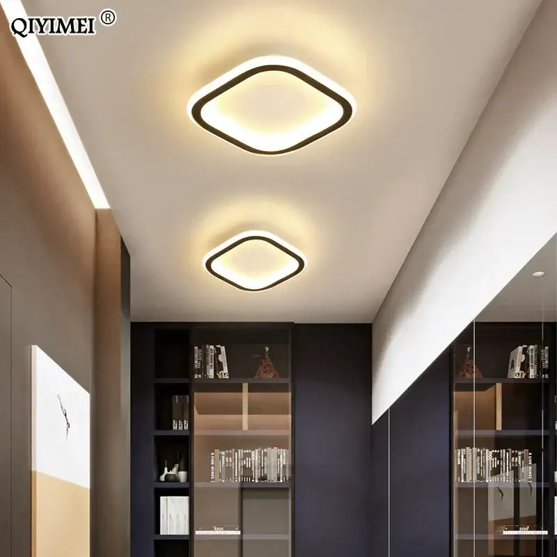 Modern diamond-shaped decorbites black led ceiling light with sleek black frame and warm white illumination for indoor use