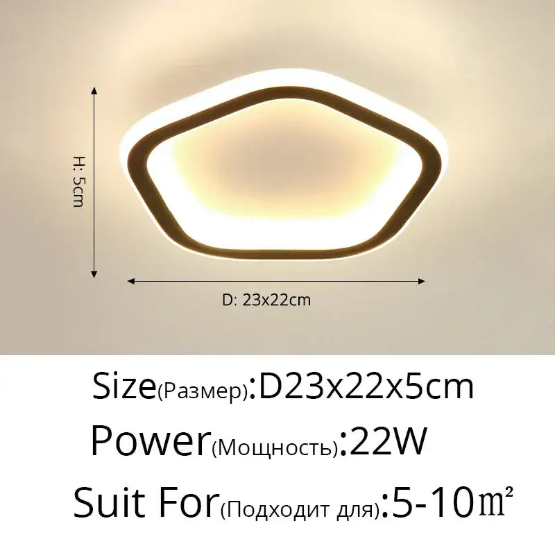 Modern hexagonal decorbites black led ceiling light with warm white glow and sleek black frame for indoor use