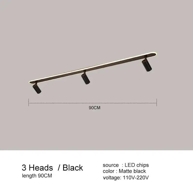 Black matte-finish decorbites black led ceiling spotlights with three adjustable heads for living room kitchen bedroom decor