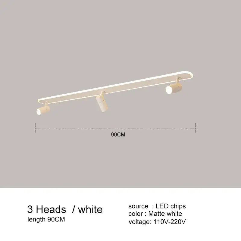Matte white led ceiling spotlights with three adjustable heads and sleek modern design by DecorBites black led