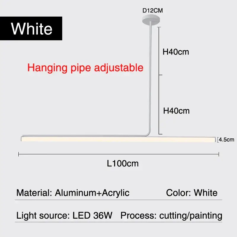 White modern led ceiling light fixture with sleek aluminum acrylic design and adjustable pipe by decorbites black led chandelier