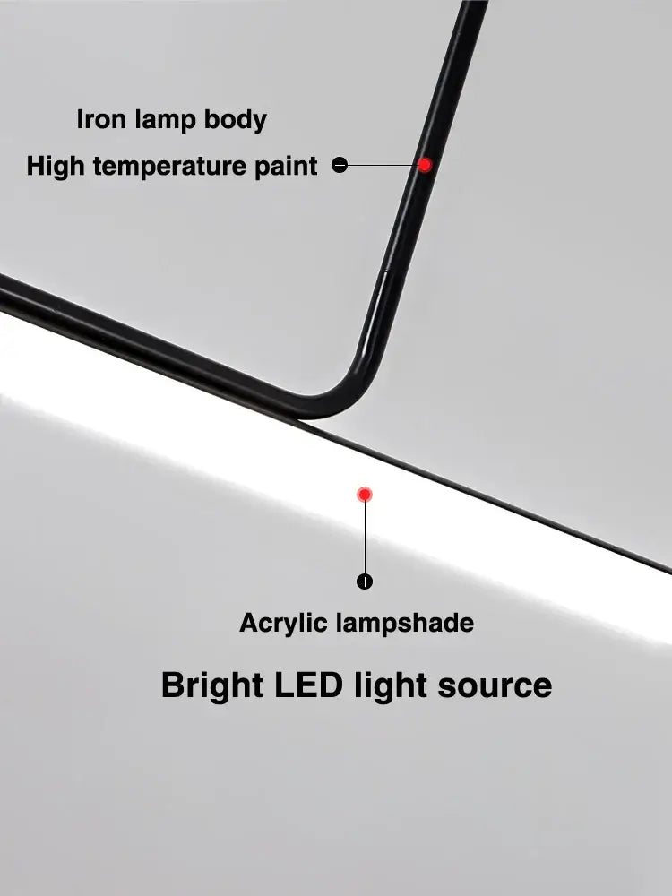 DecorBites black led chandelier with black iron lamp body, high-temperature paint, and translucent acrylic lampshade