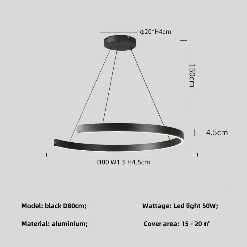 Black led chandelier pendant light by decorbites with sleek aluminum design 50w for foyer stairs and bar lighting