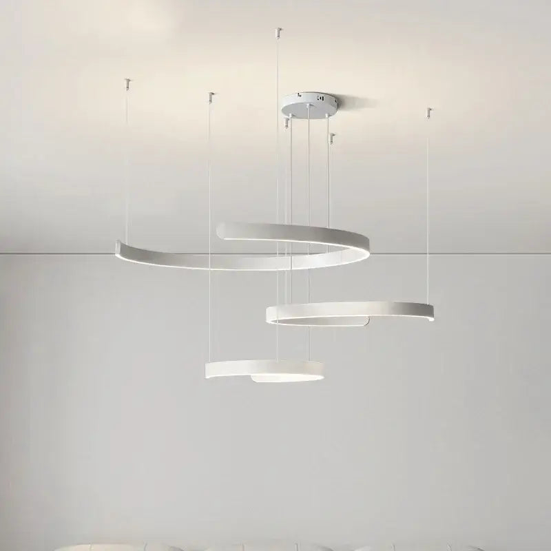 Modern white spiral pendant light with sleek minimalist design for decorbites black led chandelier indoor use