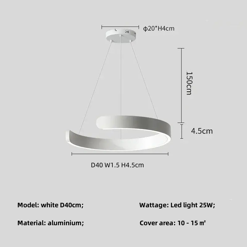 Modern white aluminum led ceiling light with minimalist circular design and 25w power for decorbites black led pendant light
