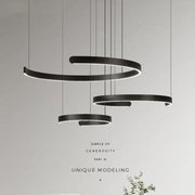 Decorbites black led chandelier pendant light with modern black circular design and integrated led for foyer stairs bar