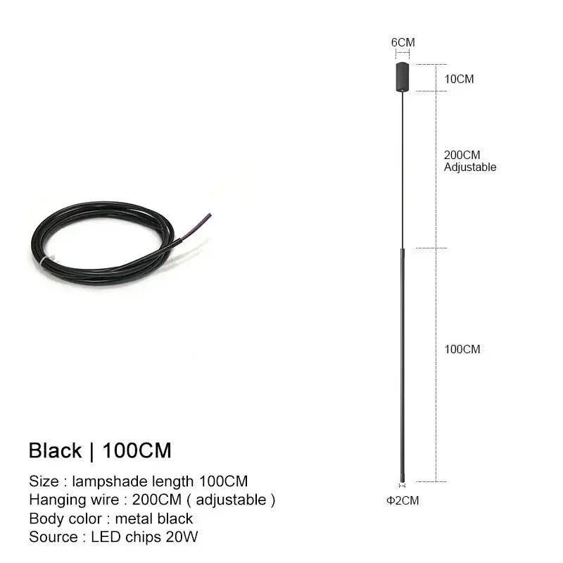 DecorBites black led chandelier pendant lights with black metal lampshade 100cm length and adjustable 200cm wire
