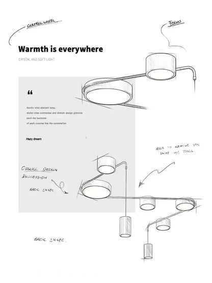 Decorbites black led nordic wind element lamp with minimalist cylindrical shades and sleek metallic arms for indoor lighting