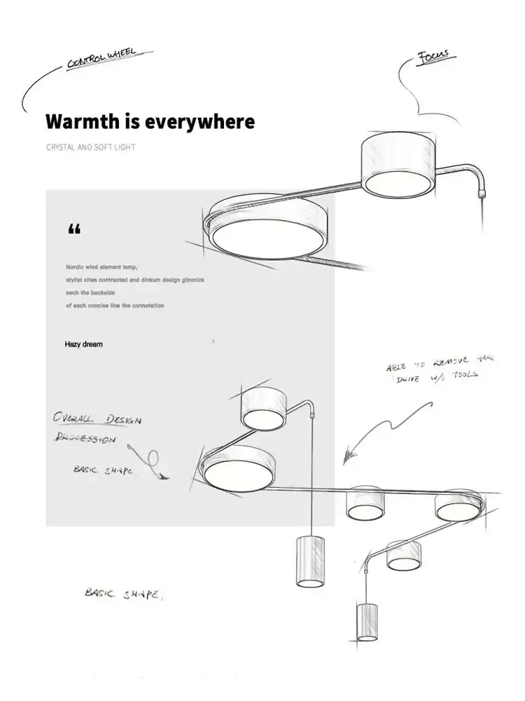 Decorbites black led nordic wind element lamp with minimalist cylindrical shades and sleek metallic arms for indoor lighting