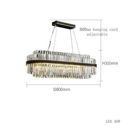 Elegant DecorBites black LED crystal chandelier with two-tier clear crystal prisms and adjustable cord for dining room luxury design
