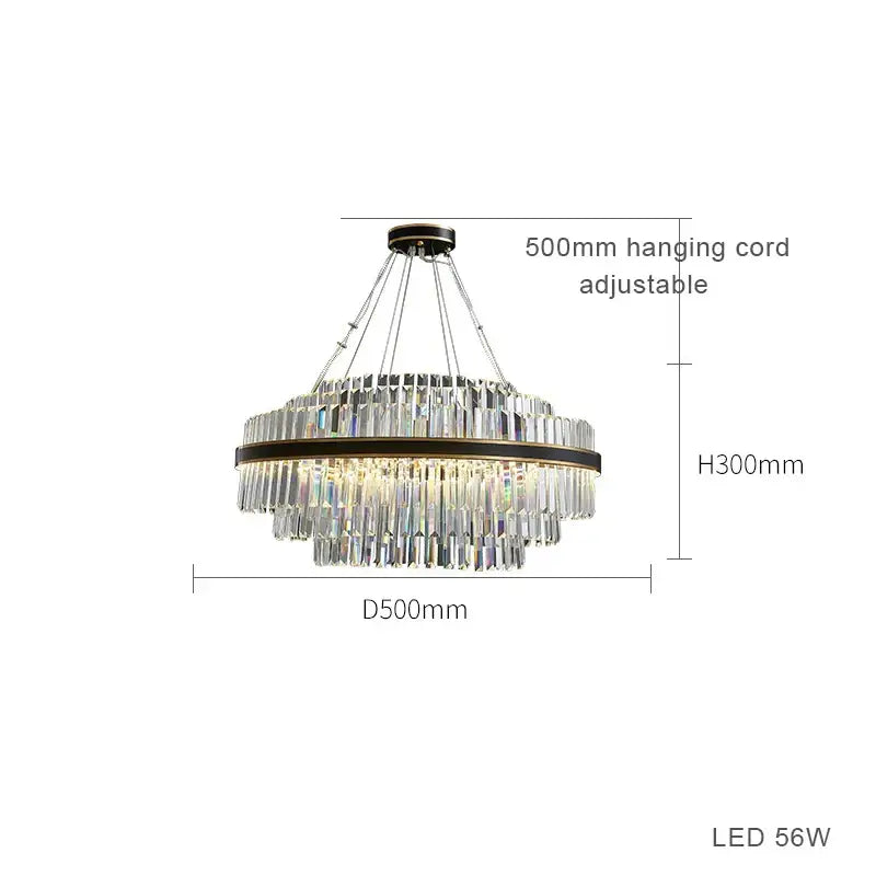 Elegant decorbites black led two-tiered crystal chandelier with dark bronze frame and adjustable cord for dining room luxury design