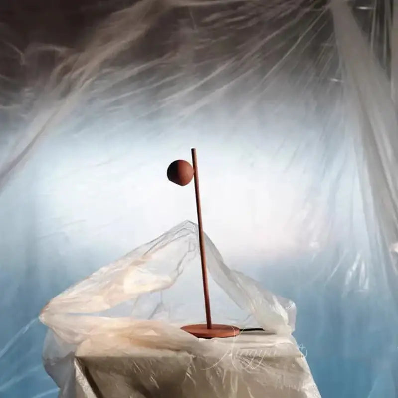 Terracotta ceramic table lamp with slender wooden pole and spherical shade for decorbites black led floor lamp decor