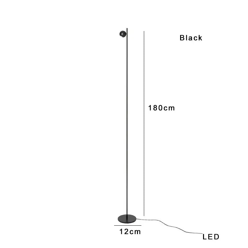 Decorbites black led floor lamp with sleek minimalist nordic design and spherical light head for modern home decor