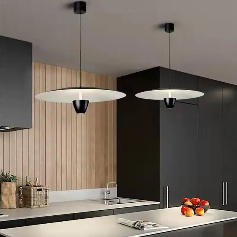 Modern black and white pendant light with sleek minimalist design from decorbites black led hanging ceiling lamp