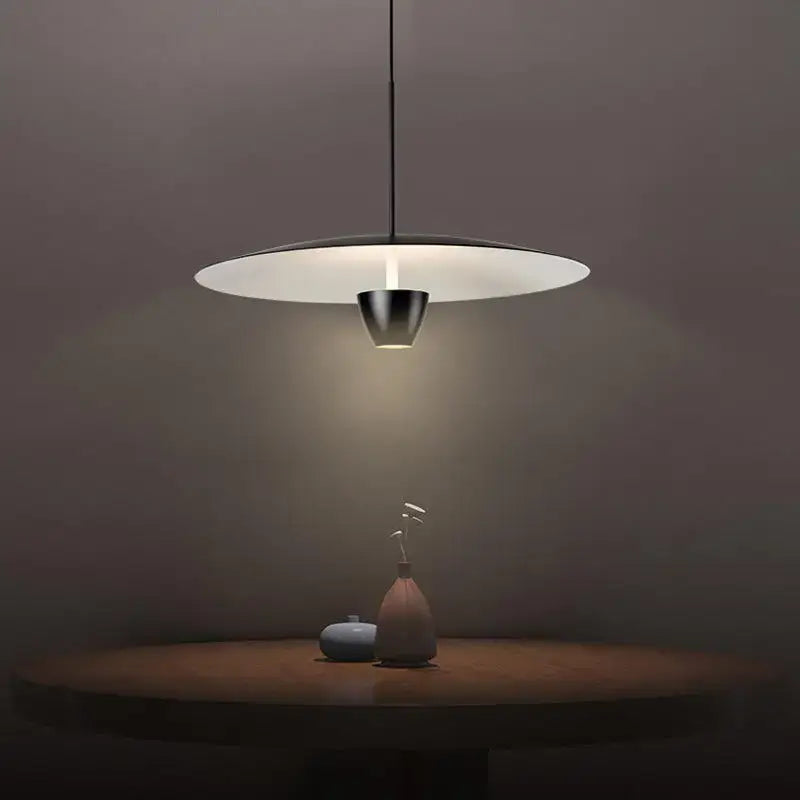 Decorbites black led pendant light with sleek circular white shade and polished metallic base for modern minimalist decor
