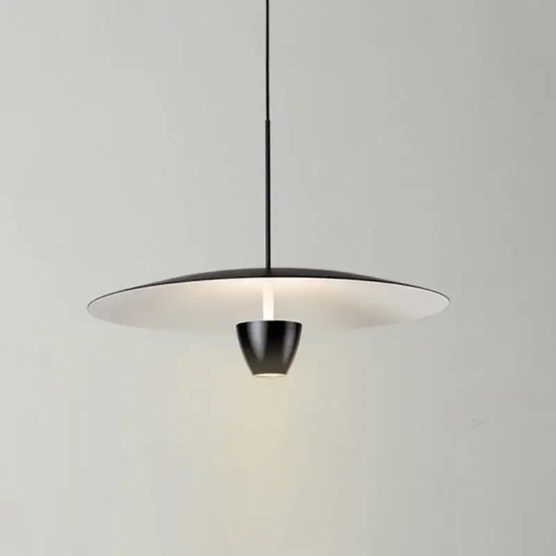 Minimalist DecorBites black led pendant light with sleek disc-shaped shade and conical fixture for modern spaces