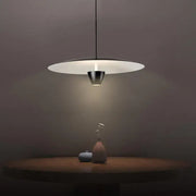 Decorbites black led pendant light with a sleek white circular shade and polished metallic base for modern minimalist spaces