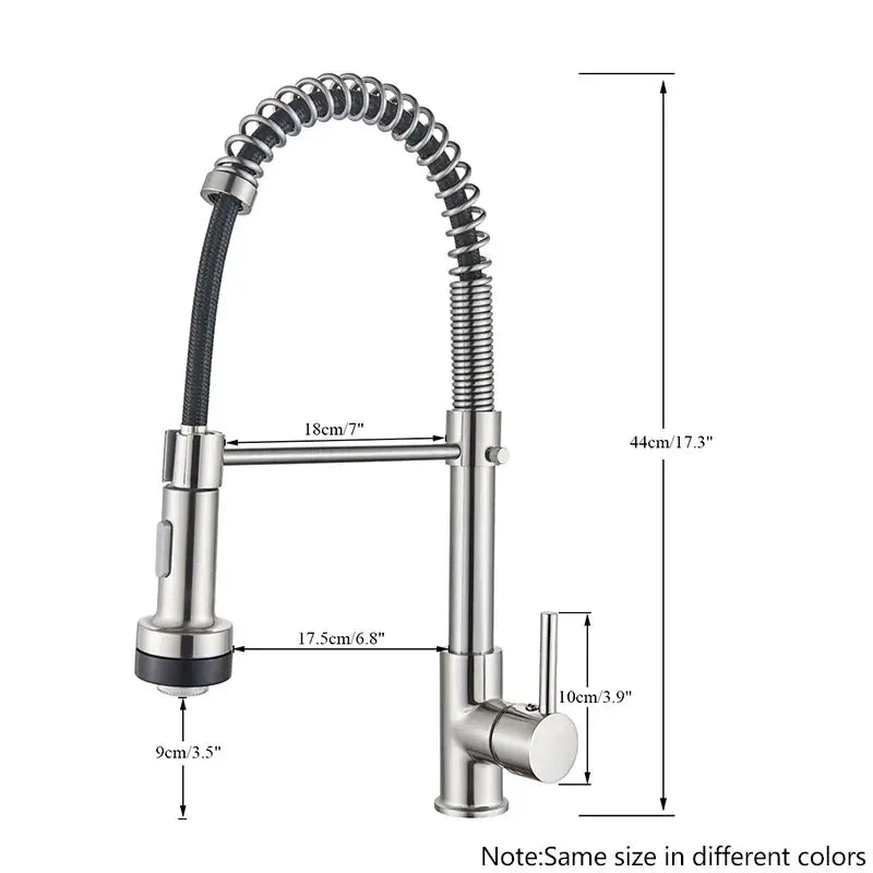 Stainless steel decorbites black led kitchen faucet with flexible coiled hose and pull-down spray head for easy use