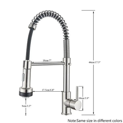 Stainless steel decorbites black led kitchen faucet with flexible coiled hose and pull-down spray head for easy use