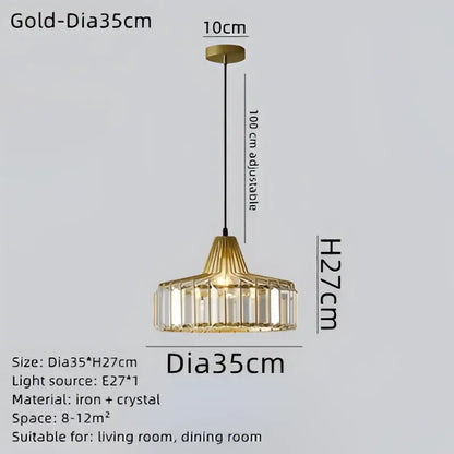 Gold-finished tiered crystal pendant chandelier with adjustable height in decorbites black led modern nordic design