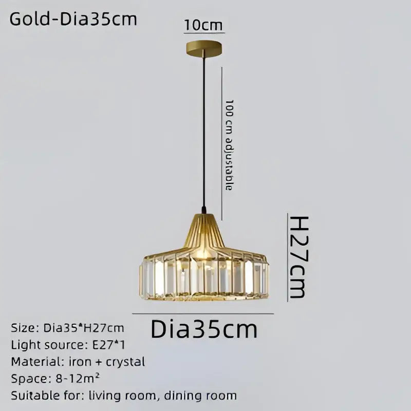 Gold-finished tiered crystal pendant chandelier with adjustable height in decorbites black led modern nordic design