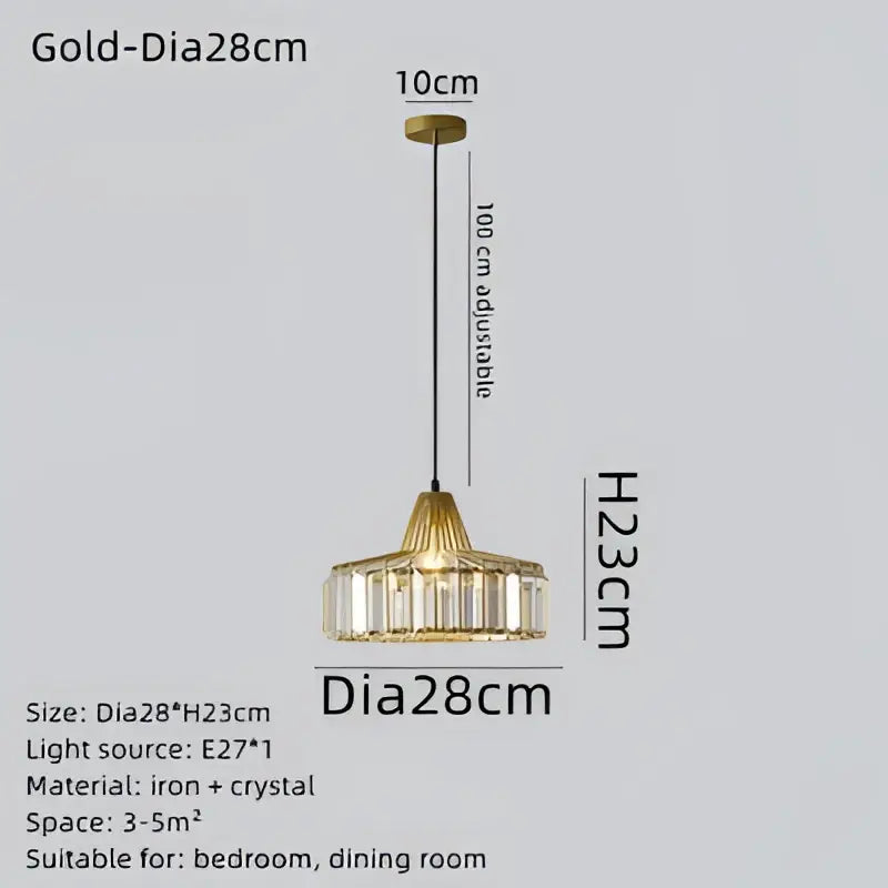 Gold-toned decorbites black led pendant chandelier with crystal-encrusted shade and iron frame, 28cm diameter