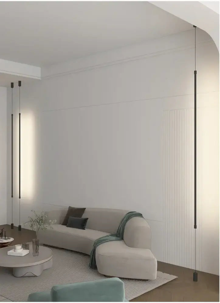 Minimalist black led pendant chandeliers with sleek vertical design for modern nordic home decor by DecorBites
