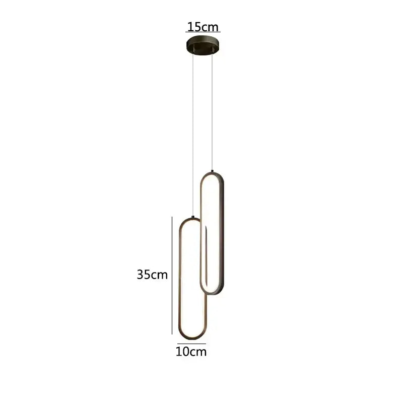 Decorbites black led pendant light with modern brushed brass oval elements for elegant bedroom hanging illumination