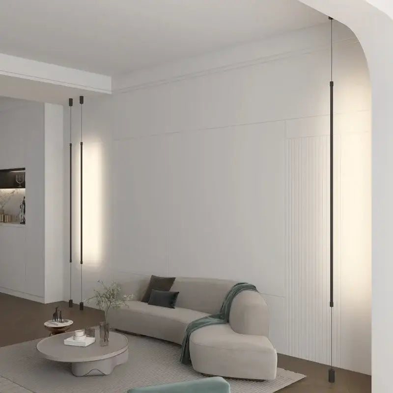 Modern minimalist decorbites black led pendant light with sleek black rods and warm diffused illumination for living rooms