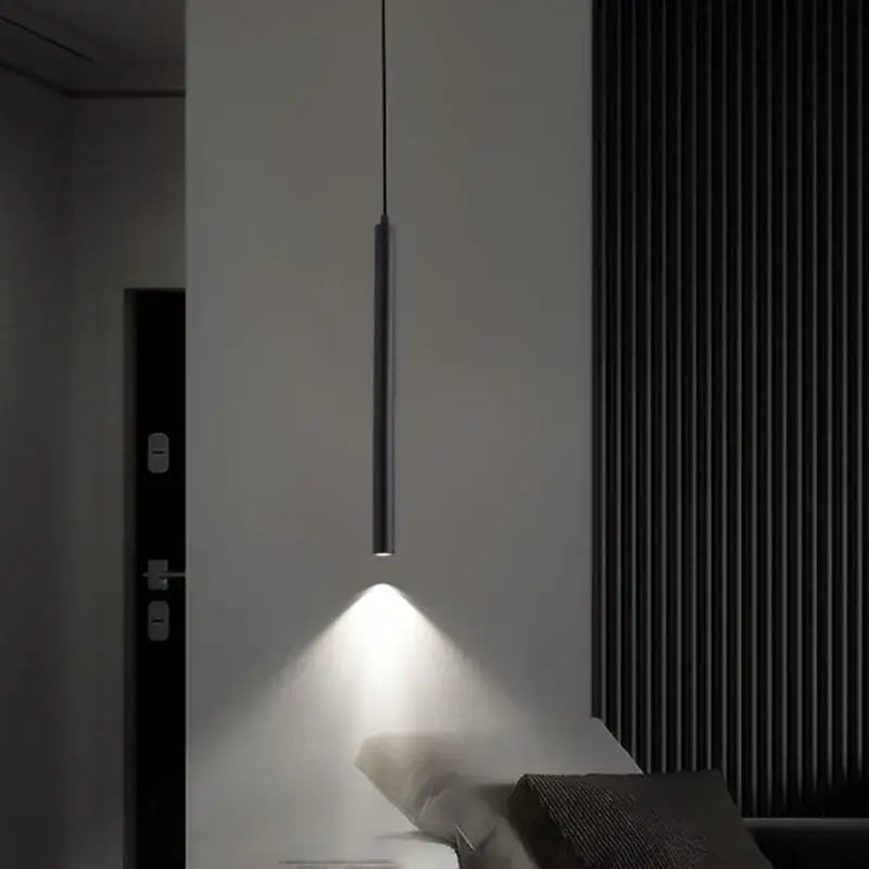 Minimalist decorbites black led pendant lights with sleek cylindrical design for dining room bedroom and kitchen use