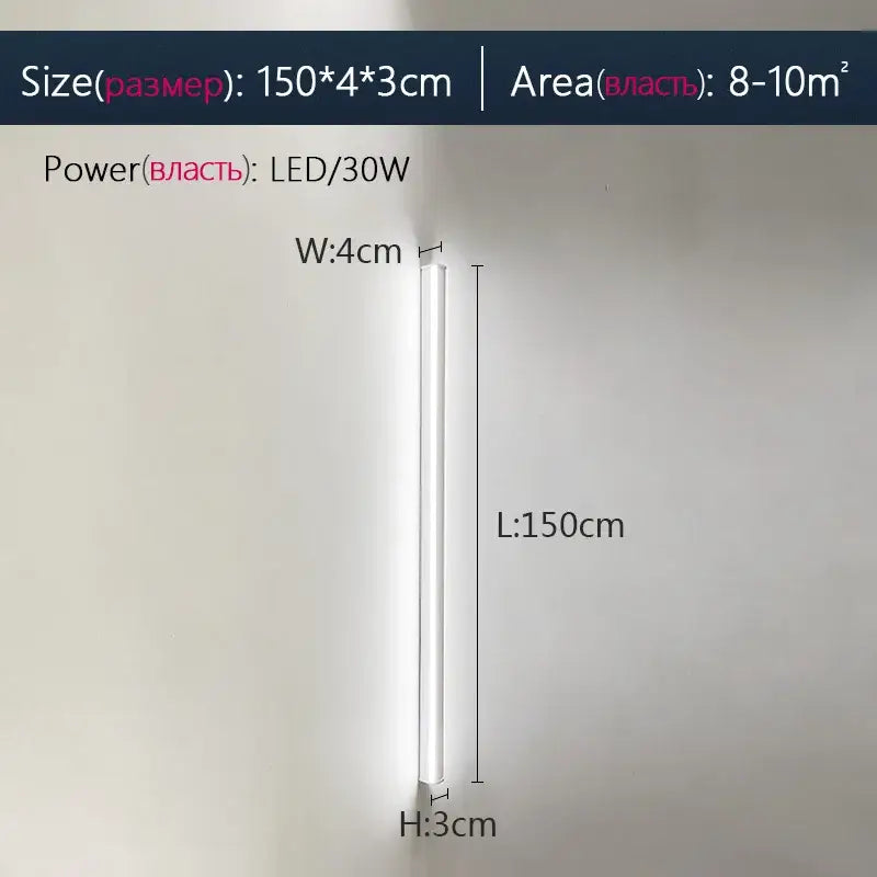 A sleek modern decorbites black led wall lamp with slim white cylindrical design 150cm for bedroom and living room