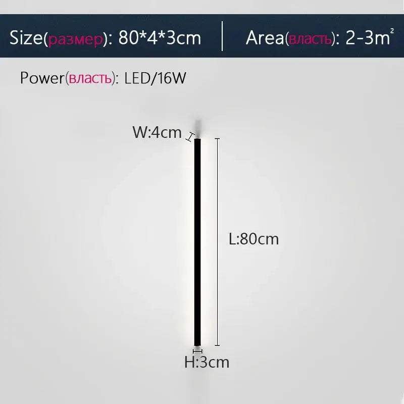 Slim black led wall lamp decorbites black led with modern design 80cm length for bedroom living room aisle sofa background