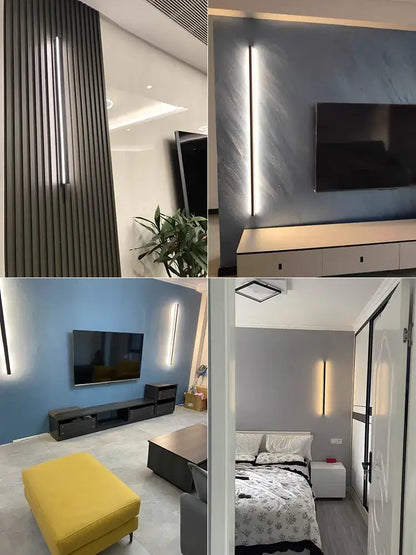 DecorBites black led wall lamp with modern vertical light strips and sleek metallic finish for contemporary interiors