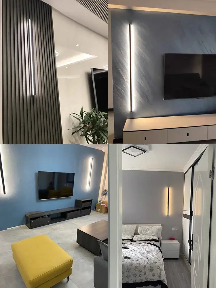 DecorBites black led wall lamp with modern vertical light strips and sleek metallic finish for contemporary interiors
