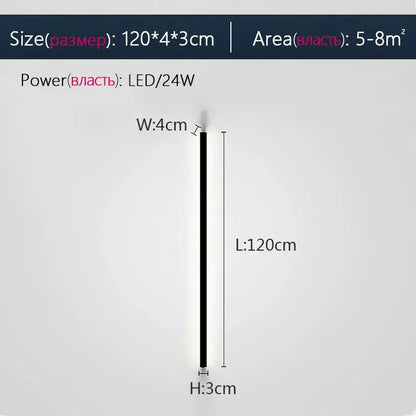 A sleek decorbites black led wall lamp with a slim 120cm vertical black led wall sconce for bedroom and living room