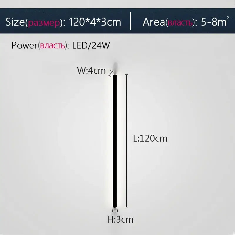 A sleek decorbites black led wall lamp with a slim 120cm vertical black led wall sconce for bedroom and living room