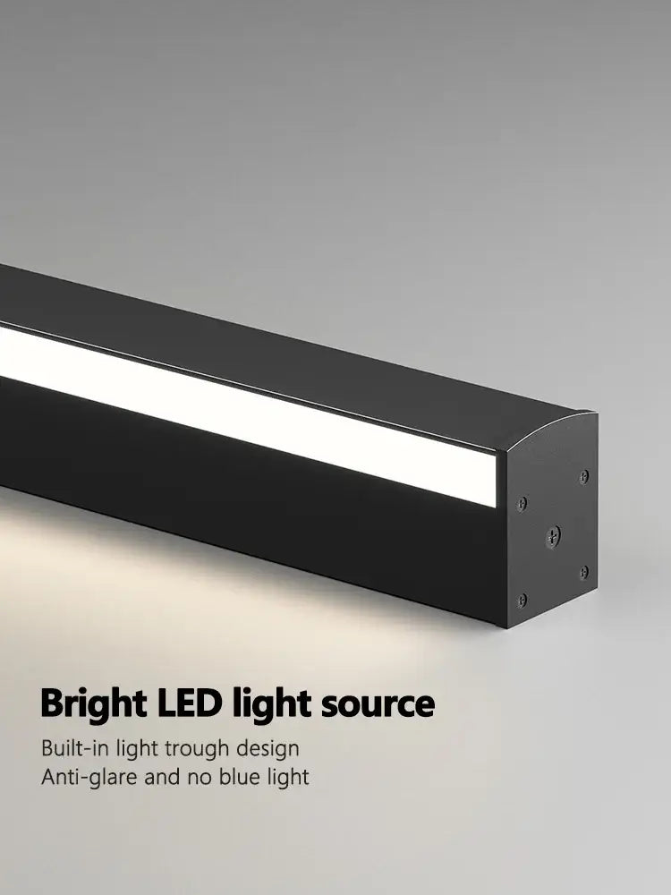 Decorbites black led wall lamp in black with sleek rectangular design and built-in trough for even illumination