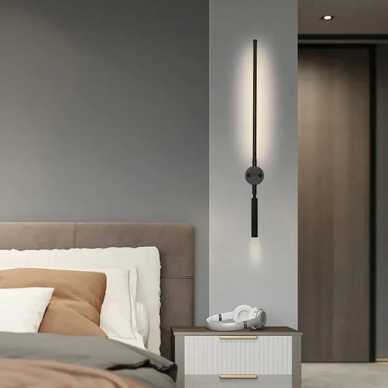 Decorbites black led wall lamp with sleek black minimalist vertical design and warm ambient lighting for indoor spaces