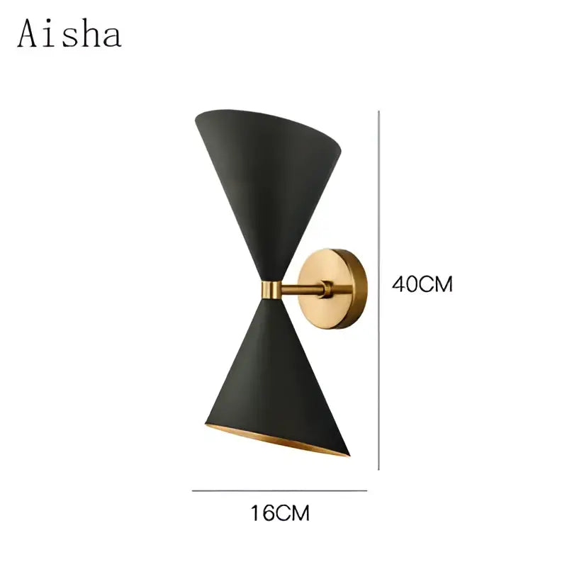 Decorbites black led wall lamp with sleek modern design black aisha wall sconce with gold accents for home lighting
