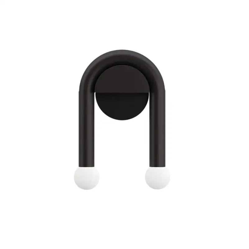 Decorbites black led wall lamp with black matte metal arms and white spherical ends for modern indoor use