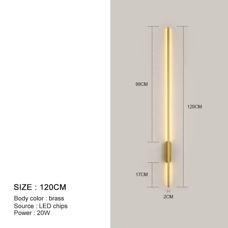 Decorbites™ black led wall lights sleek 120cm brass wall light with warm led illumination for modern home décor
