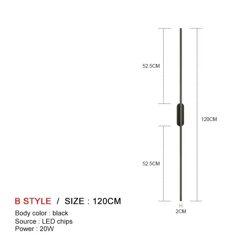 DecorBites™ black style 120cm led wall lights with sleek modern design and slim profile for bedroom and kitchen décor