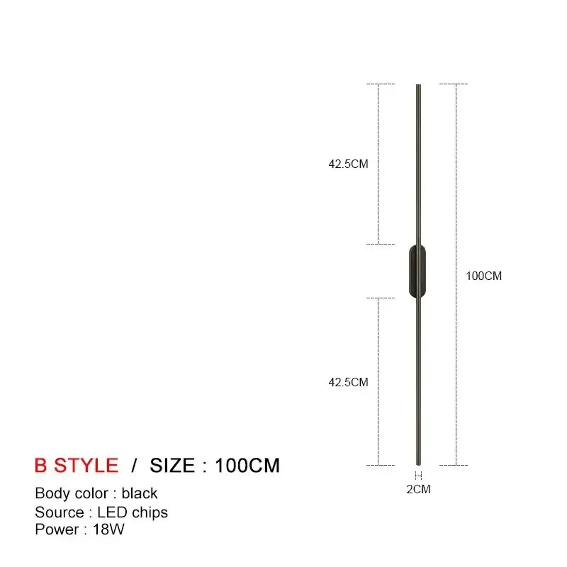 DecorBites™ black 100cm led wall lights with sleek modern design and slim profile for bedroom or kitchen décor